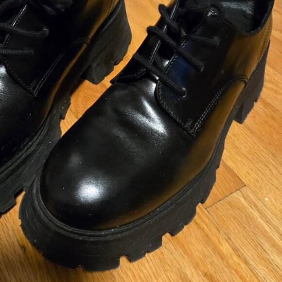 Bieber Black Leather Platform Loafers l'intervalle - Picture 5 of 9